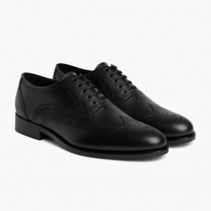 Thursday Boots Aviator Wingtip Lederschuhe Herren Schwarz | Österreich-53619HFMB