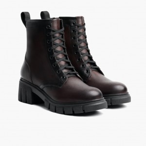 Thursday Boots Coda High Heel Zip Schnürstiefel Damen Dunkelbraun | Österreich-87312DCXV