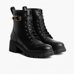 Thursday Boots Coda High Heel Zip Schnürstiefel Damen Schwarz | Österreich-67593PKIQ