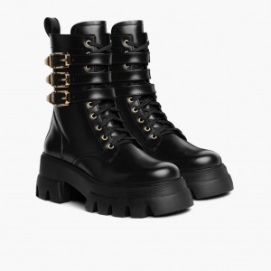 Thursday Boots Dynasty Combat Schnürstiefel Damen Schwarz | Österreich-02385EIVS