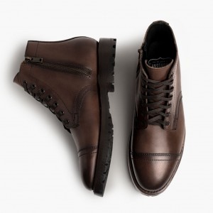 Thursday Boots Major Zip Schnürstiefel Herren Dunkelbraun | Österreich-64720RXNV