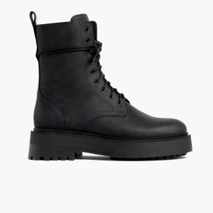 Thursday Boots Quest Combat Plattform Schnürstiefel Damen Schwarz | Österreich-15690MYTR