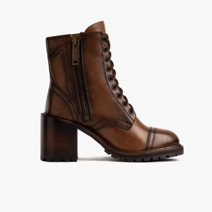 Thursday Boots Rebel High-Heel Zip-Up Stiefeletten Damen Dunkelbraun | Österreich-30854HDNI