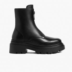 Thursday Boots Ryder Plattform Zip-Up Stiefeletten Damen Schwarz | Österreich-51489VZKB