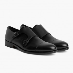 Thursday Boots Saint Double Monk Riemen Lederschuhe Herren Schwarz | Österreich-82074SAUY