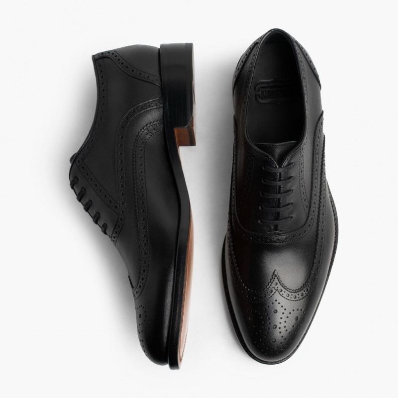Thursday Boots Aviator Wingtip Lederschuhe Herren Schwarz | Österreich-53619HFMB