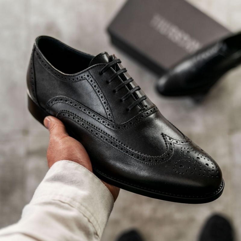 Thursday Boots Aviator Wingtip Lederschuhe Herren Schwarz | Österreich-53619HFMB