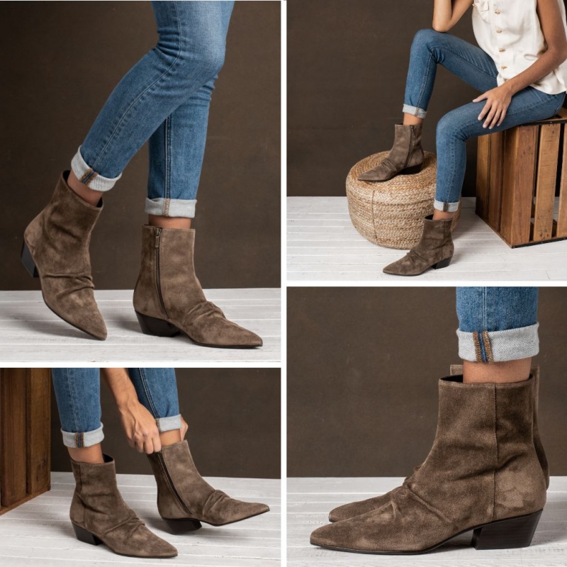 Thursday Boots Bijou Zip-Up Stiefeletten Damen Dunkelbraun | Österreich-04519YHPL