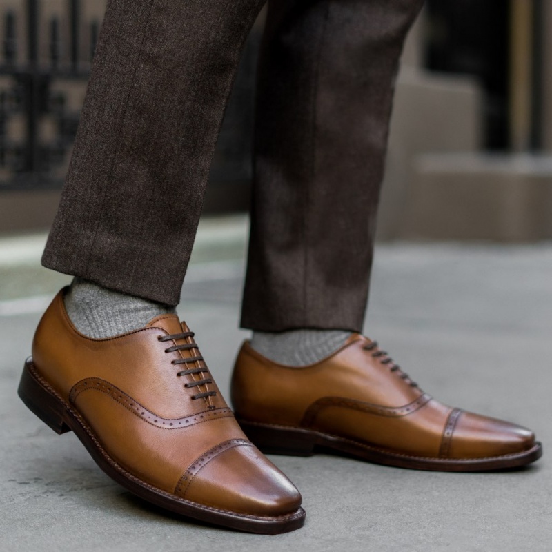 Thursday Boots Broadway Brogue Kappe Lederschuhe Herren Braun | Österreich-30624FGPI