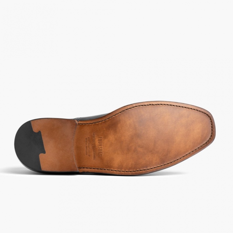 Thursday Boots Broadway Brogue Kappe Lederschuhe Herren Schwarz | Österreich-74109MADF