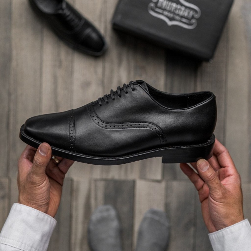Thursday Boots Broadway Brogue Kappe Lederschuhe Herren Schwarz | Österreich-74109MADF