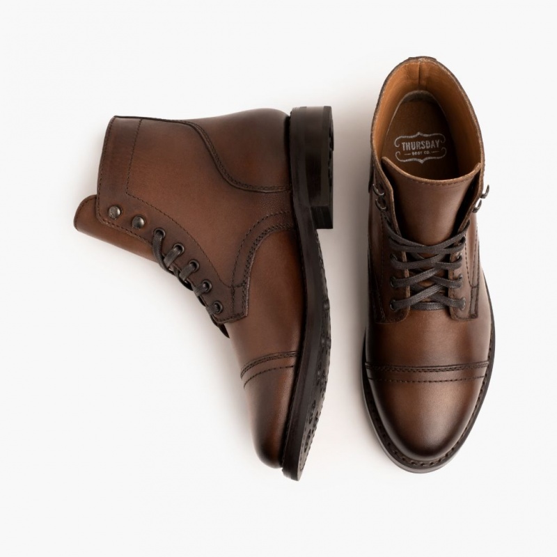 Thursday Boots Captain Schnürstiefel Damen Dunkelbraun | Österreich-05432ATBQ