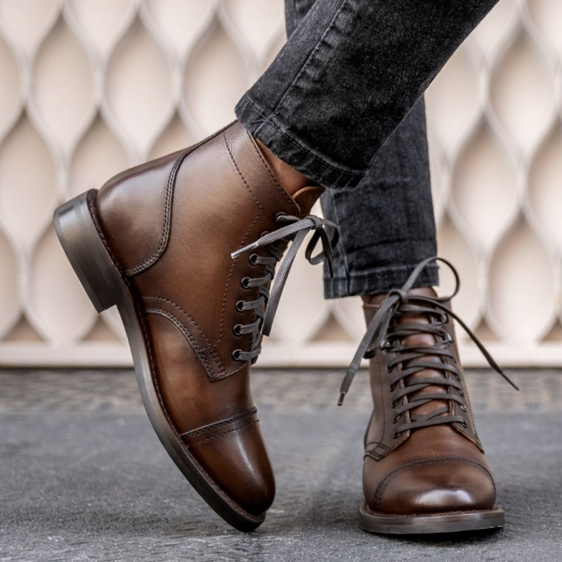 Thursday Boots Captain Schnürstiefel Damen Dunkelbraun | Österreich-05432ATBQ