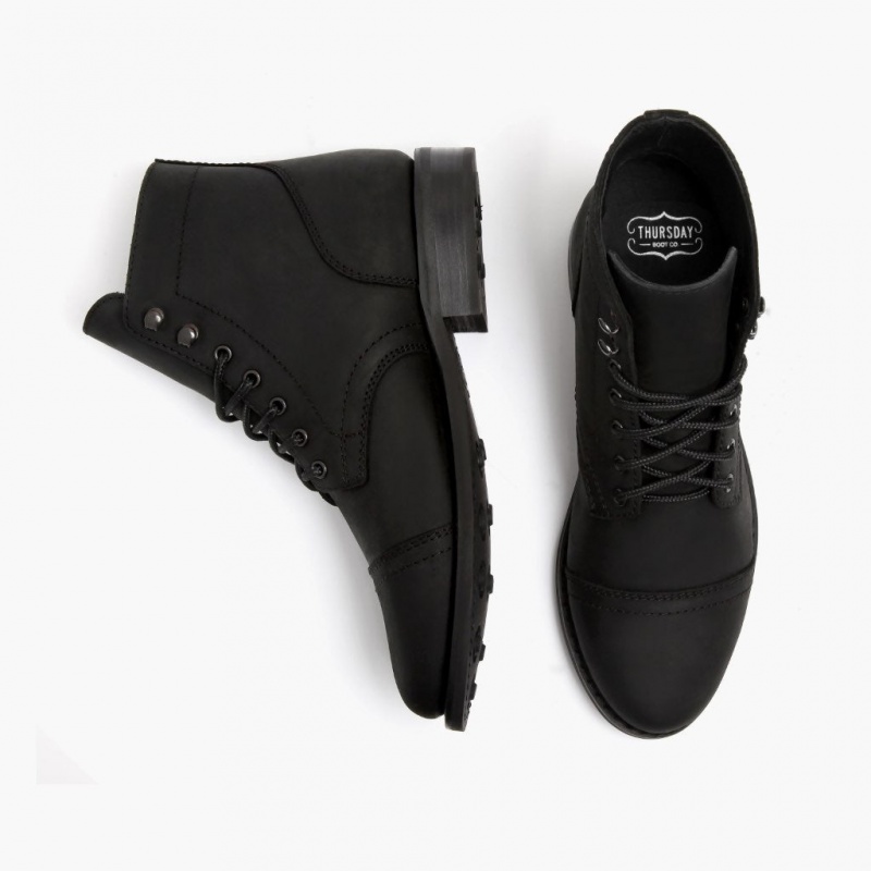 Thursday Boots Captain Schnürstiefel Damen Schwarz | Österreich-45160HLKT