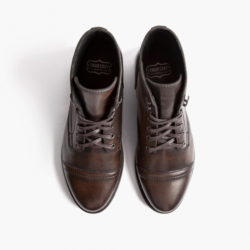 Thursday Boots Captain Schnürstiefel Damen Dunkelbraun | Österreich-45180ZGXE