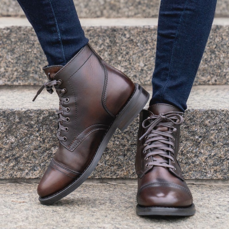 Thursday Boots Captain Schnürstiefel Damen Dunkelbraun | Österreich-45180ZGXE