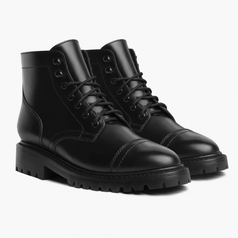 Thursday Boots Captain Schnürstiefel Damen Schwarz | Österreich-72948YTAH