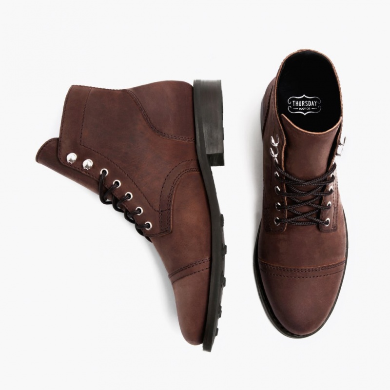 Thursday Boots Captain Schnürstiefel Damen Dunkelbraun | Österreich-09367VCRL