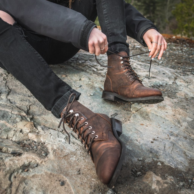 Thursday Boots Captain Schnürstiefel Damen Dunkelbraun | Österreich-09367VCRL