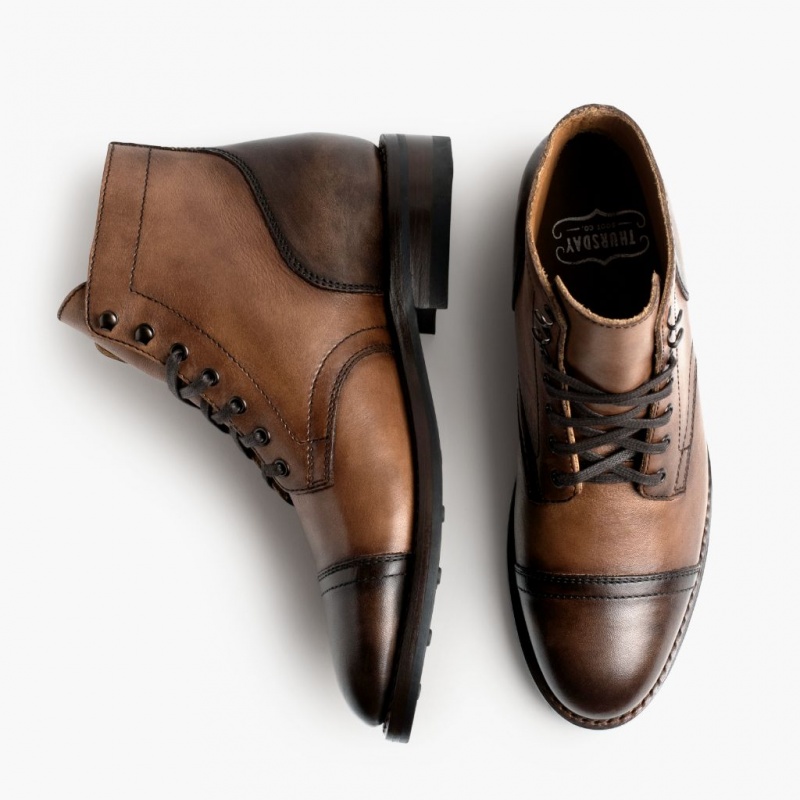 Thursday Boots Captain Schnürstiefel Herren Braun | Österreich-45219CITE