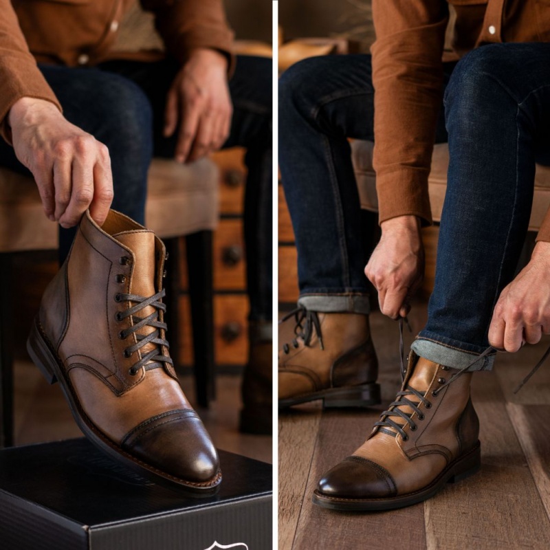 Thursday Boots Captain Schnürstiefel Herren Braun | Österreich-45219CITE