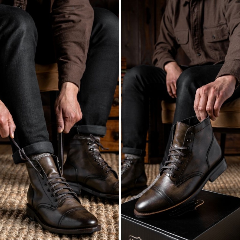 Thursday Boots Captain Schnürstiefel Herren Dunkelbraun | Österreich-56892NQUX