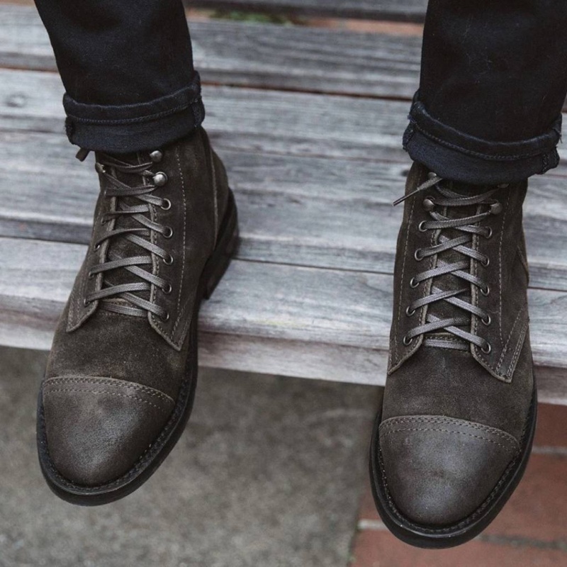 Thursday Boots Captain Schnürstiefel Herren Dunkelolivgrün | Österreich-91235HZQG