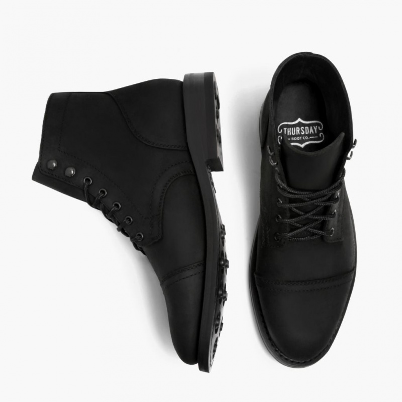 Thursday Boots Captain Schnürstiefel Herren Schwarz | Österreich-91384CFHA