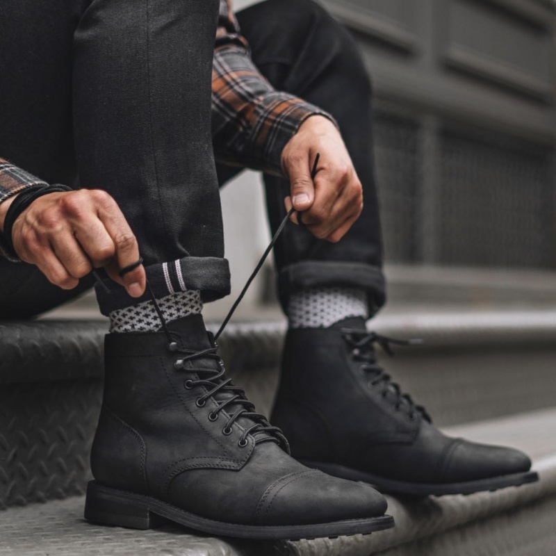 Thursday Boots Captain Schnürstiefel Herren Schwarz | Österreich-91384CFHA