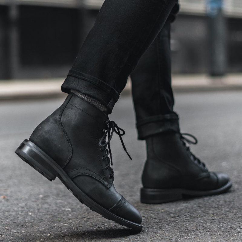 Thursday Boots Captain Schnürstiefel Herren Schwarz | Österreich-91384CFHA