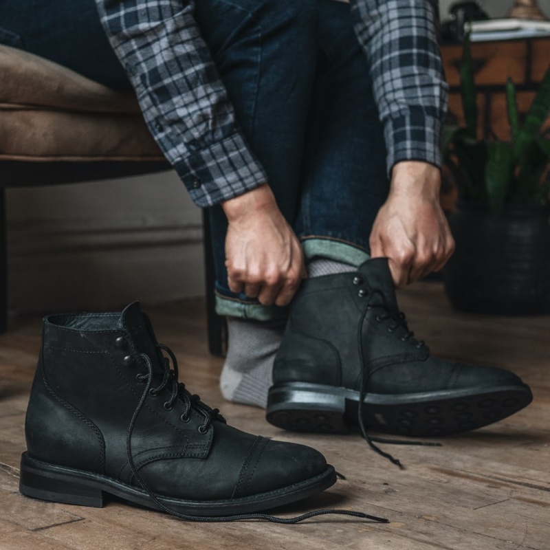 Thursday Boots Captain Schnürstiefel Herren Schwarz | Österreich-91384CFHA
