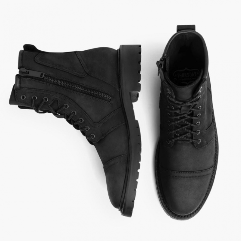 Thursday Boots Casa Moto Zip Schnürstiefel Herren Schwarz | Österreich-04379EKMZ