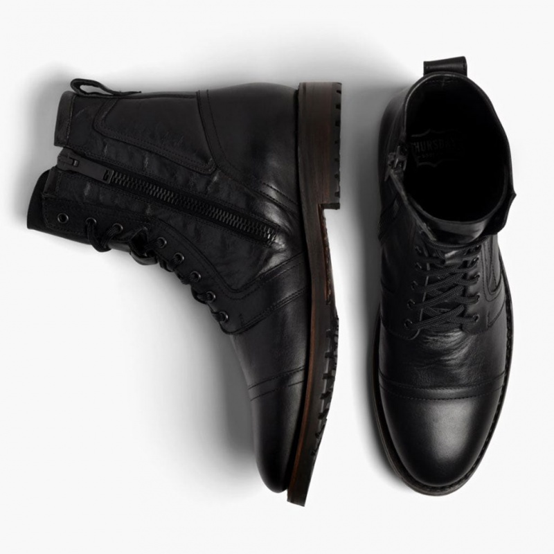 Thursday Boots Casa Moto Zip Schnürstiefel Herren Schwarz | Österreich-50243YAGH