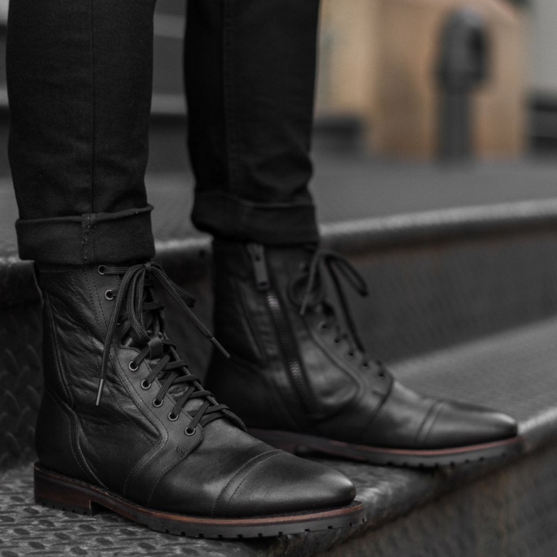 Thursday Boots Casa Moto Zip Schnürstiefel Herren Schwarz | Österreich-50243YAGH
