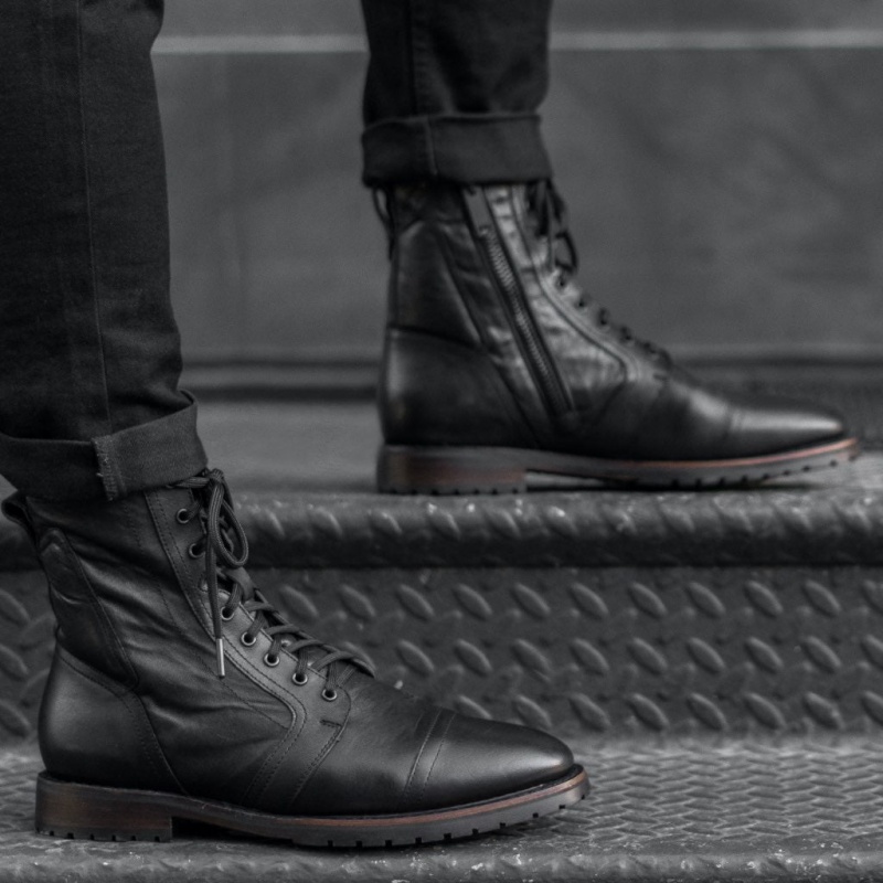 Thursday Boots Casa Moto Zip Schnürstiefel Herren Schwarz | Österreich-50243YAGH
