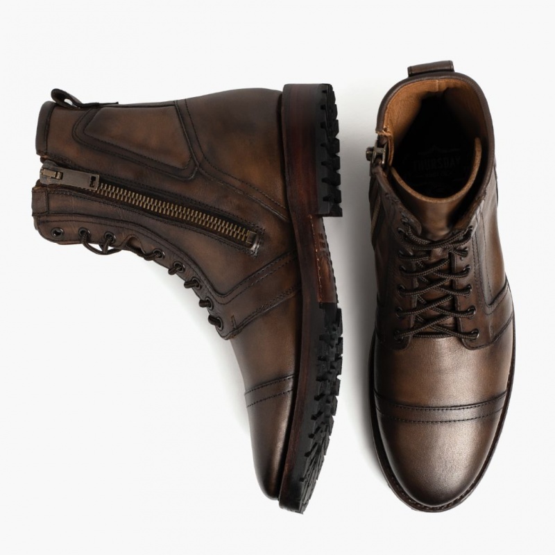 Thursday Boots Casa Moto Zip Schnürstiefel Herren Dunkelbraun | Österreich-91602SFIL