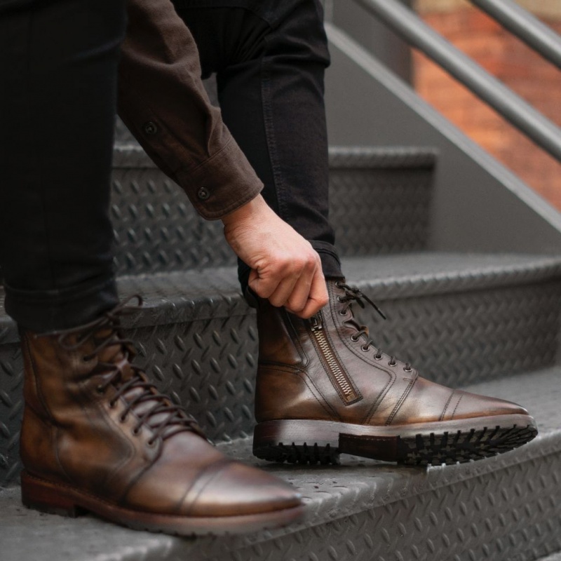 Thursday Boots Casa Moto Zip Schnürstiefel Herren Dunkelbraun | Österreich-91602SFIL