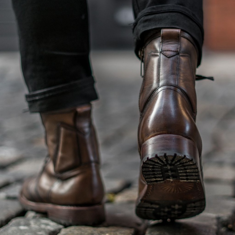 Thursday Boots Casa Moto Zip Schnürstiefel Herren Dunkelbraun | Österreich-91602SFIL