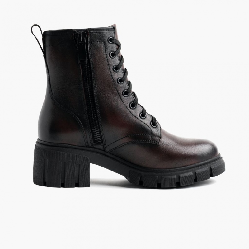 Thursday Boots Coda High Heel Zip Schnürstiefel Damen Dunkelbraun | Österreich-87312DCXV