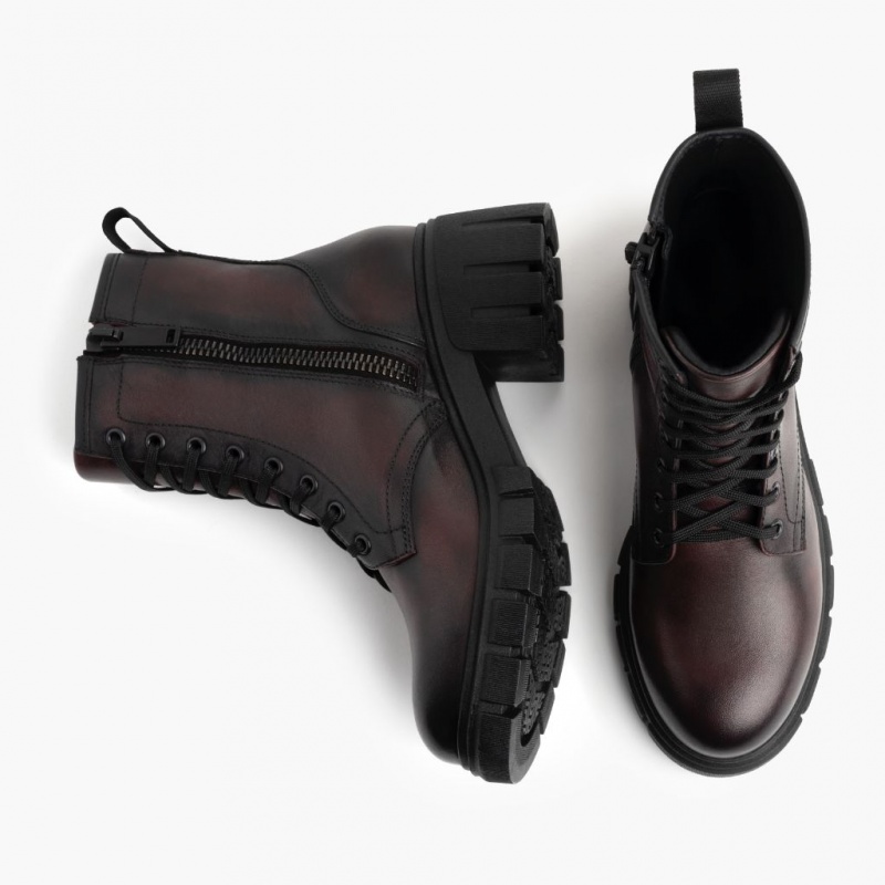 Thursday Boots Coda High Heel Zip Schnürstiefel Damen Dunkelbraun | Österreich-87312DCXV