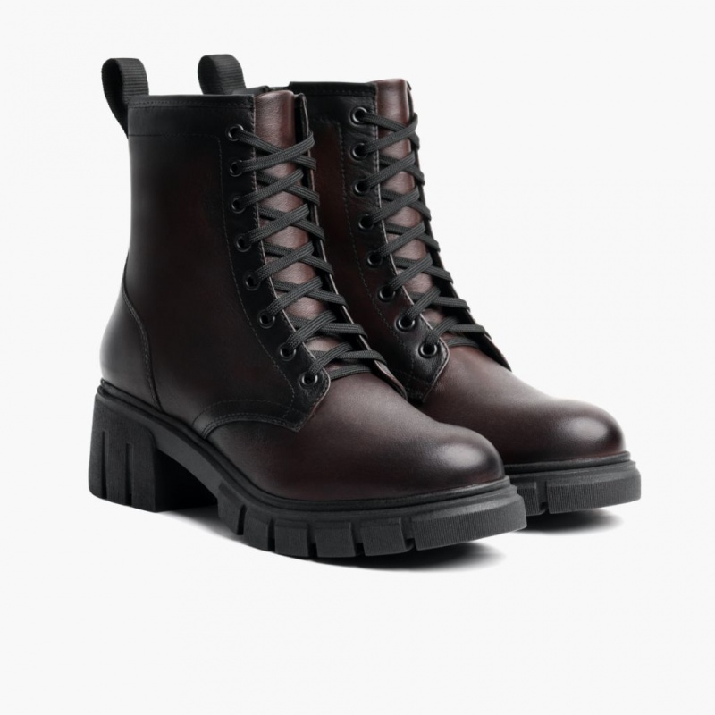 Thursday Boots Coda High Heel Zip Schnürstiefel Damen Dunkelbraun | Österreich-87312DCXV