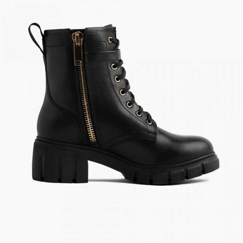 Thursday Boots Coda High Heel Zip Schnürstiefel Damen Schwarz | Österreich-67593PKIQ