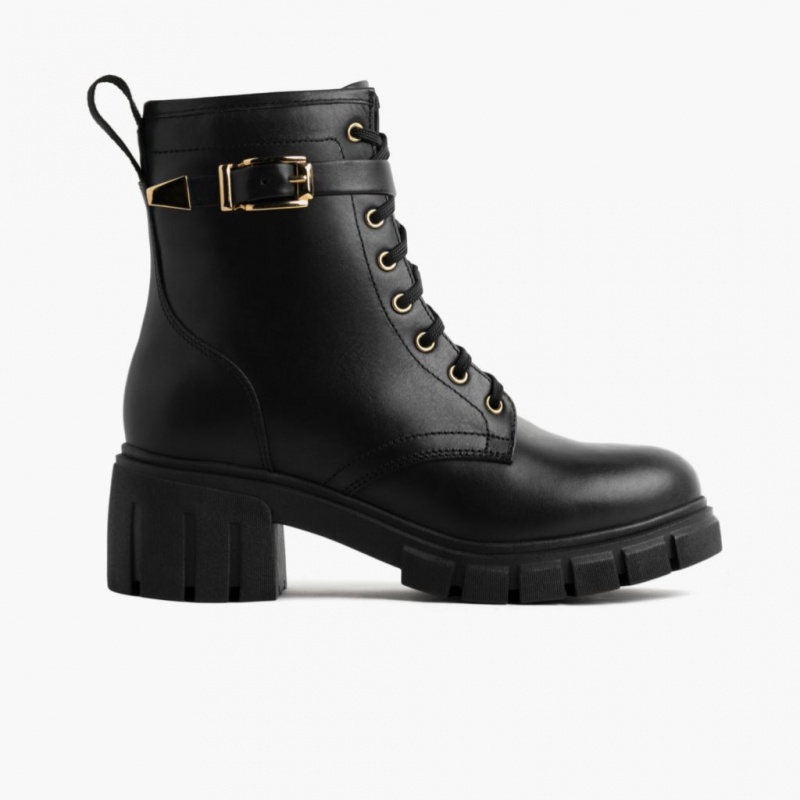 Thursday Boots Coda High Heel Zip Schnürstiefel Damen Schwarz | Österreich-67593PKIQ