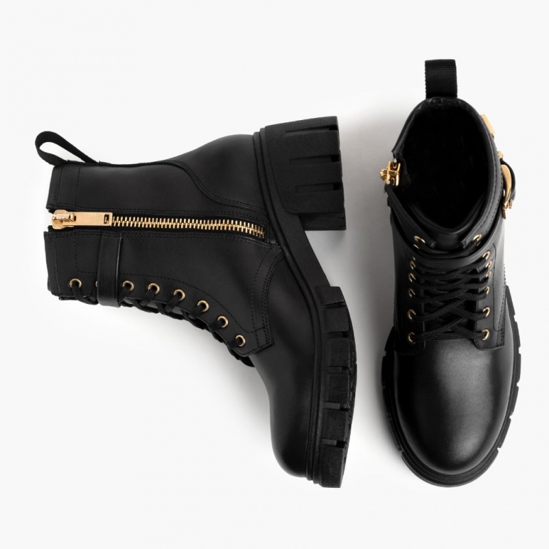 Thursday Boots Coda High Heel Zip Schnürstiefel Damen Schwarz | Österreich-67593PKIQ