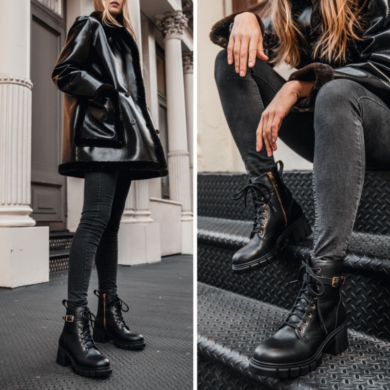 Thursday Boots Coda High Heel Zip Schnürstiefel Damen Schwarz | Österreich-67593PKIQ
