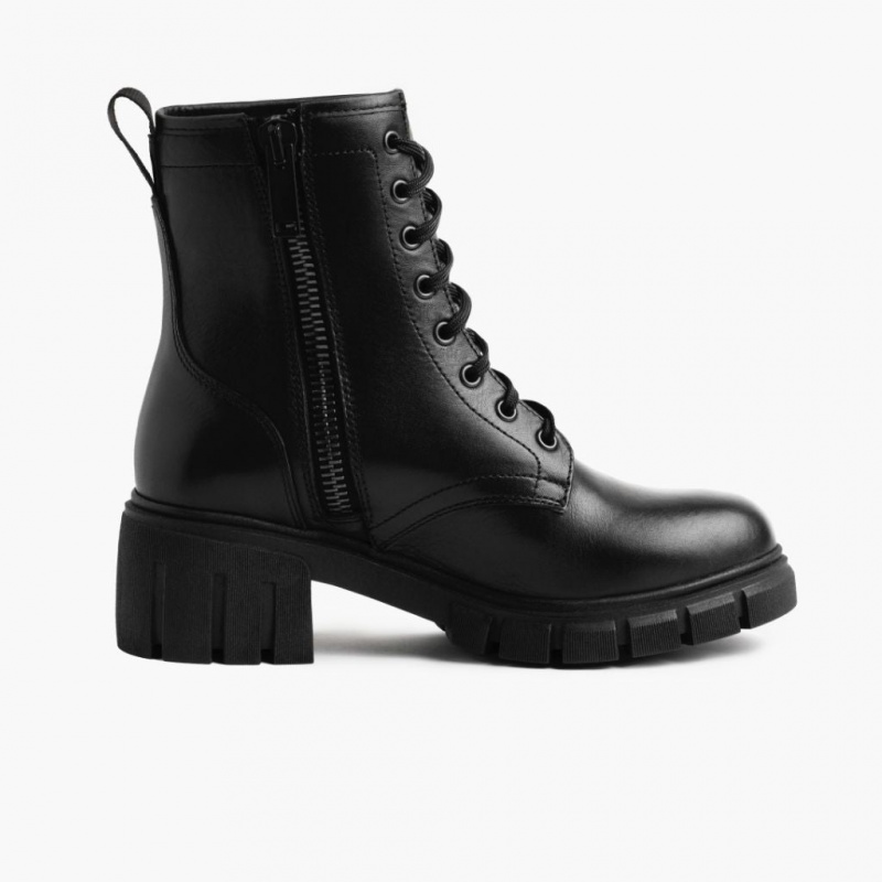 Thursday Boots Coda High Heel Zip Schnürstiefel Damen Schwarz | Österreich-19327OSYP