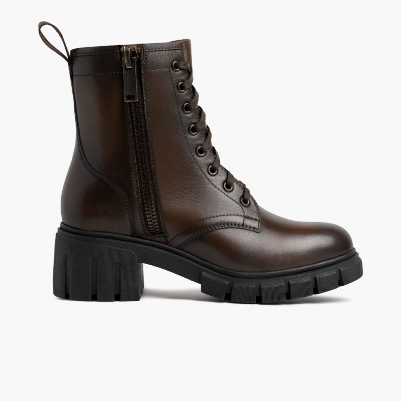 Thursday Boots Coda Zip High Heel Schnürstiefel Damen Dunkelbraun | Österreich-10682XVHW