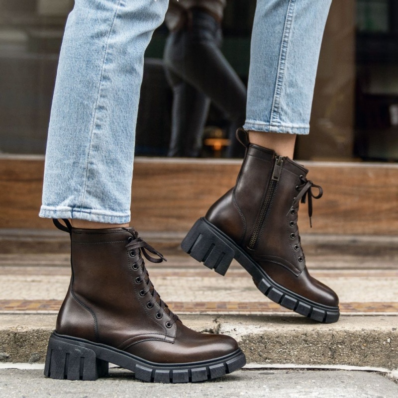 Thursday Boots Coda Zip High Heel Schnürstiefel Damen Dunkelbraun | Österreich-10682XVHW