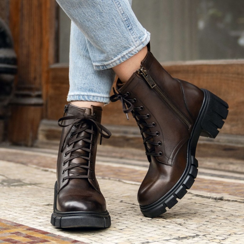 Thursday Boots Coda Zip High Heel Schnürstiefel Damen Dunkelbraun | Österreich-10682XVHW