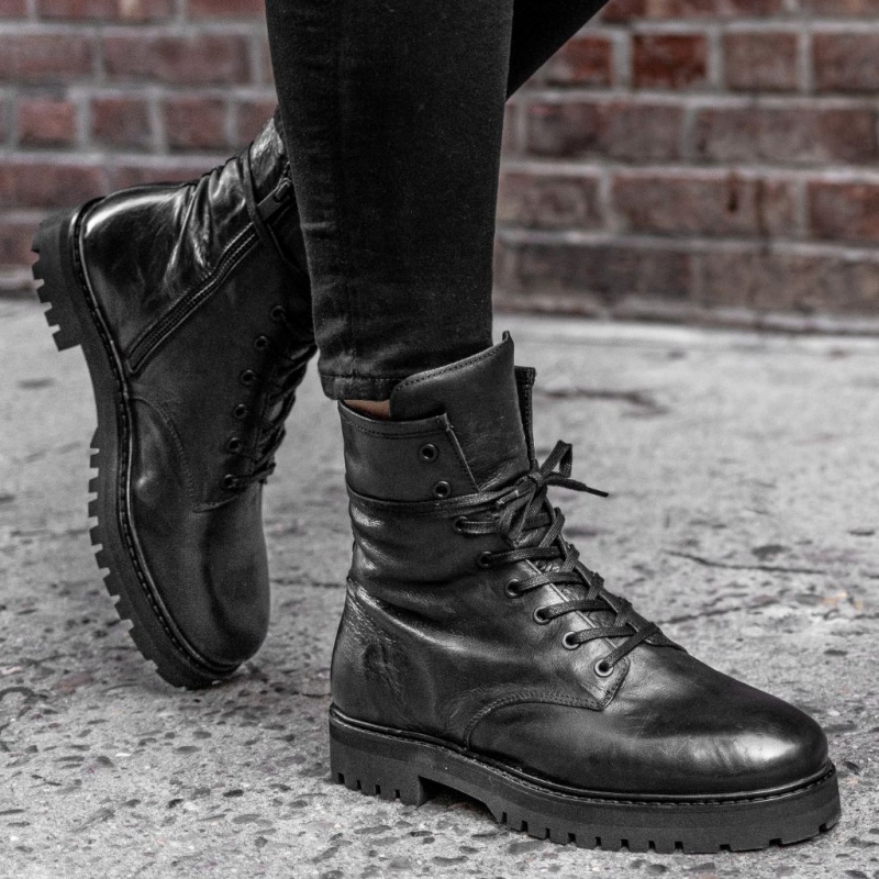 Thursday Boots Combat Schnürstiefel Damen Schwarz | Österreich-63021LXJE